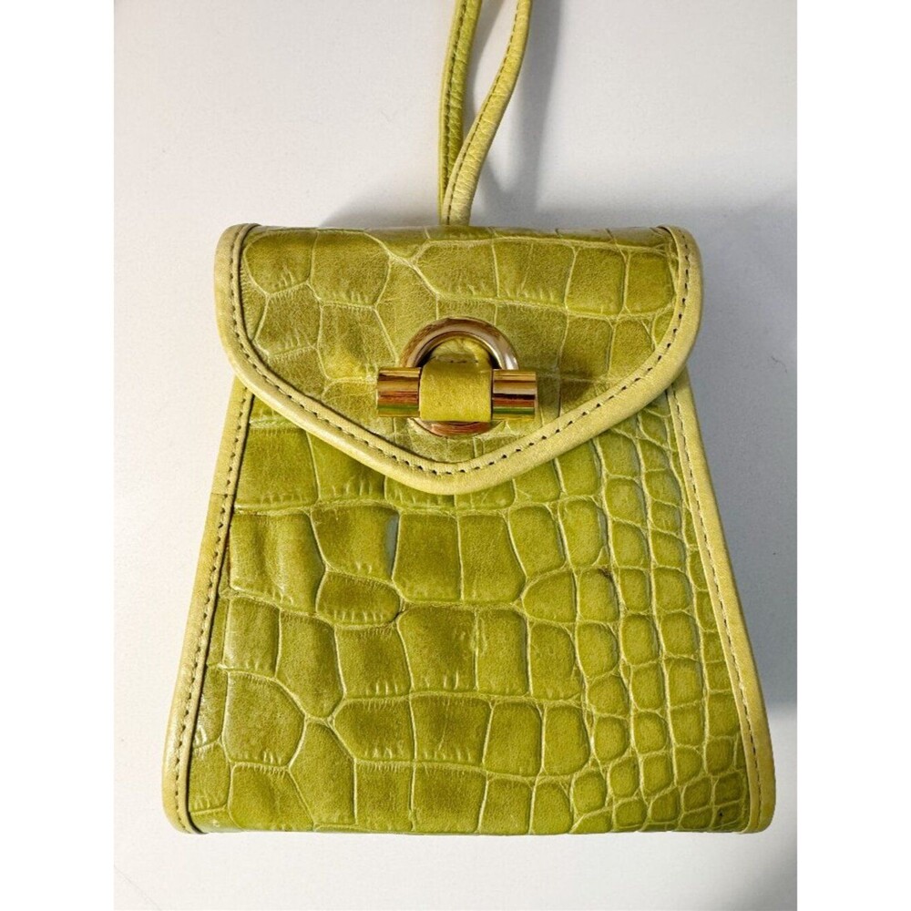 Maxx New York Brat Green Vintage Shoulder Crossbody Bag Crocodile Pattern